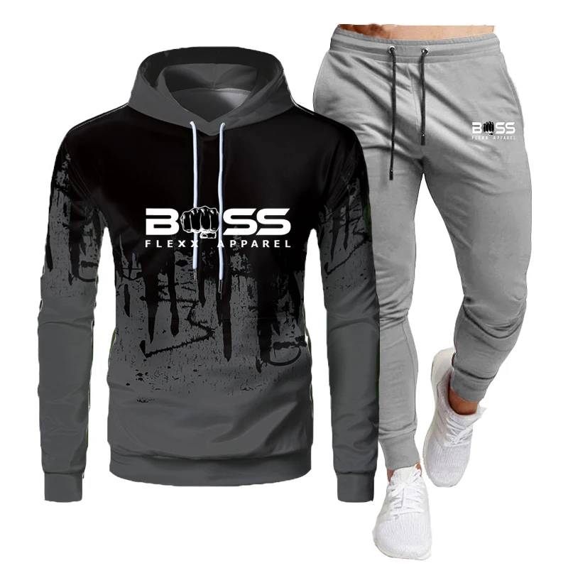 

Brand Tracksuits For Men Big Pocket Fleece Hoodies Pullover Jogging Sets Autumn Fashion Sport Tracksuit streetwear Male Clothing