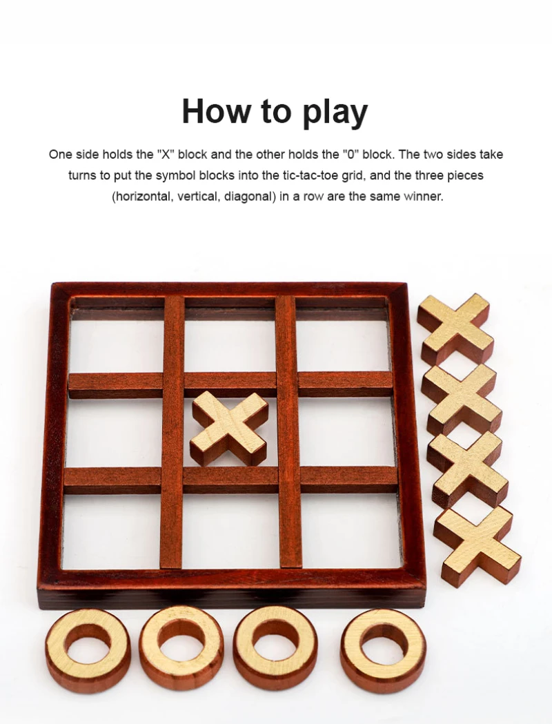 

New Wooden Tic-tac-toe Toy Children's Educational Game Double Parent-child Interactive Table Game Cognitive Learning Strategy