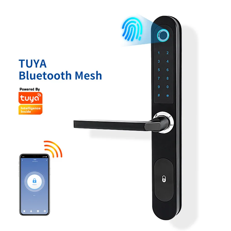 

TUYA WIFI Mobile Phone Unlock Keyless Fingerprint Magnetic Card Password Lock Cylinder Outdoor Household Electric Deadbolt Lock