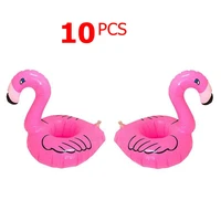 10 pieces inflatable flamingo swimming rings swimming drink holder bath kids float toys party supply pool accessories bathing