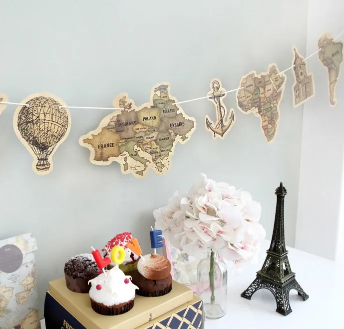 1 комплект Древний мир карта бумажная Баннер Вымпел якорь воздушный шар