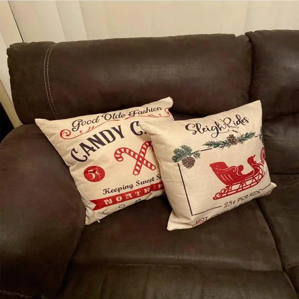 Набор из 4 льняные наволочки с деревенский узоры и Скрытая застежек-молний