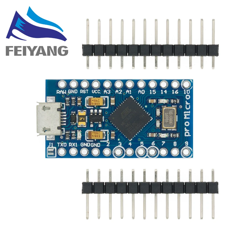 100 шт. Pro Micro ATmega32U4 5 в 16 МГц Замена ATmega328 для arduino ATMega 32U4 Mini с 2 рядным контактным