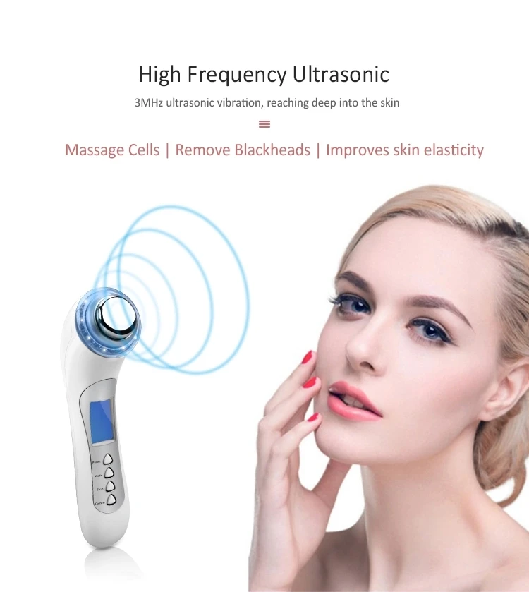 5 IN 1 Multifunction Rechargeable Ultrasonic Skin Rejuvenator Anti-Aging Skin Care Led Light Therapy Beauty Device Face Massager