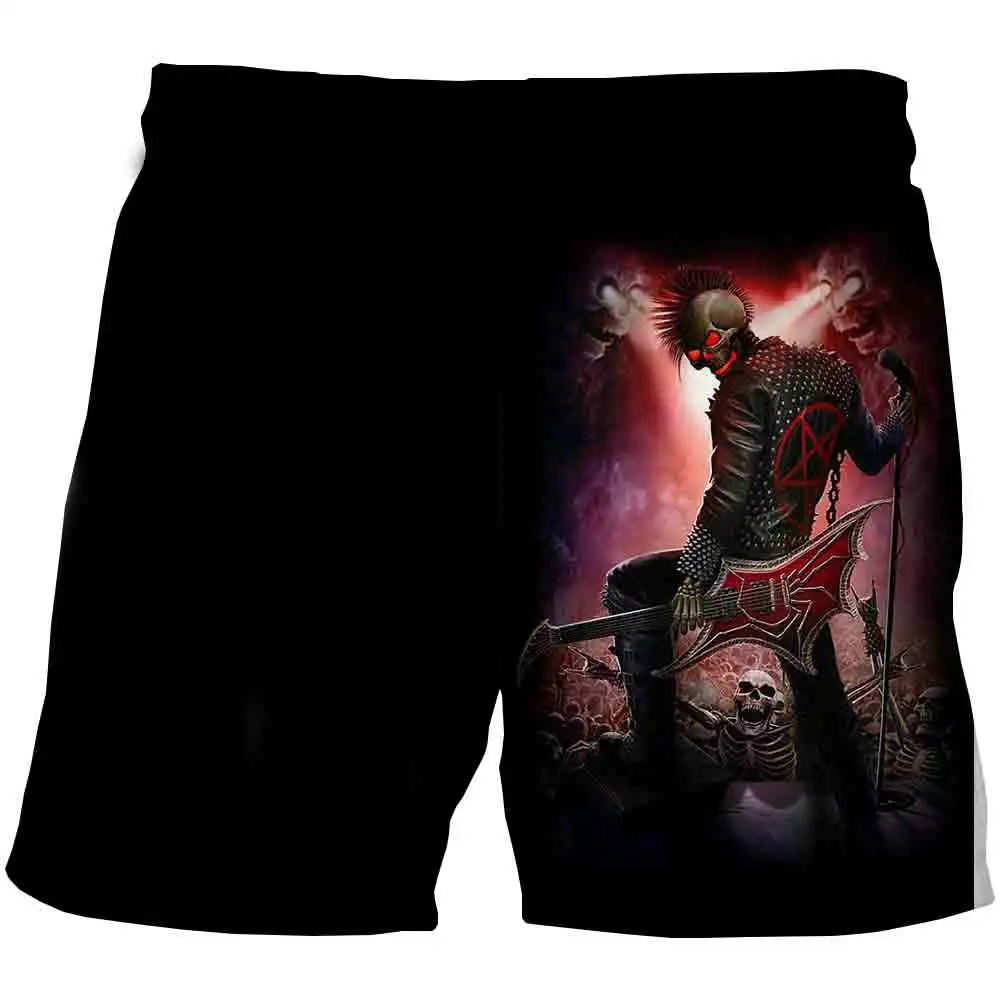 

2021 Summer Men's Beach Shorts 3D Scythe Skull Print Casual Swimming Beach Shorts Fashion Oversized Adult Shorts