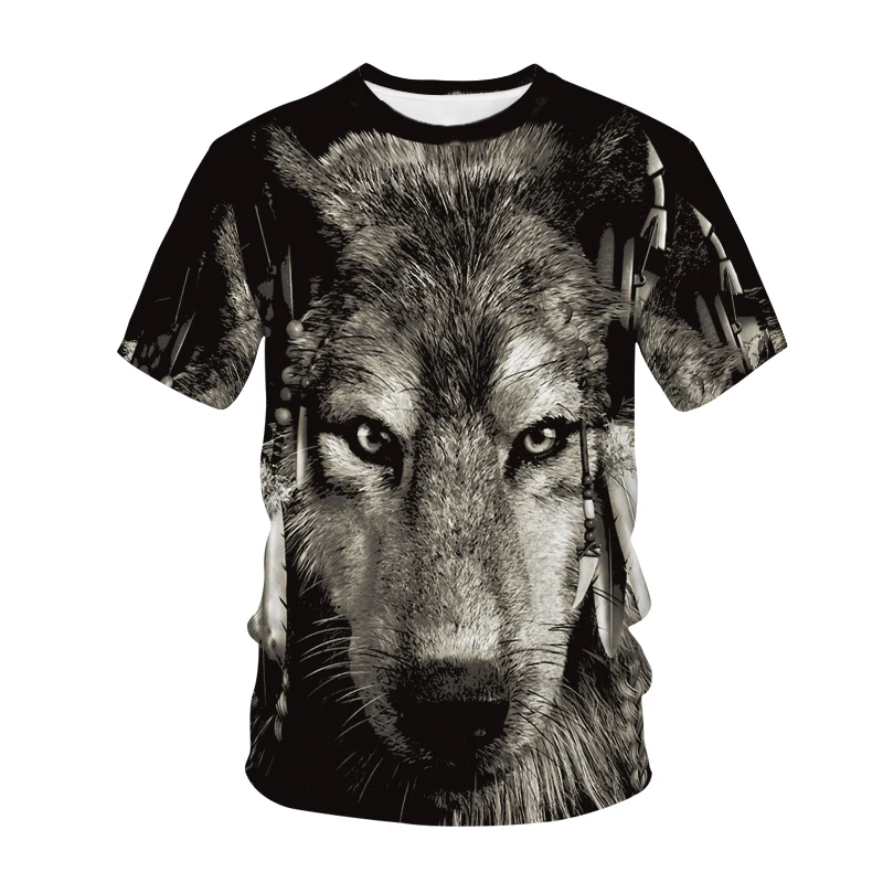 

2021 New Couple Wolf 3D Printed T-shirts Men Short Sleeve Round Neck Casual T Shirts Fashion Funny Harajuku Hip Hop Oversize Top
