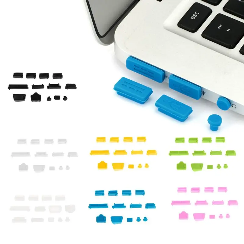 

13PCS Anti-Dust Plugs Soft Silicone Data Port USB Protector Set Laptop Jacks Dustproof Cover Stopper Cover PC Computer Notebook