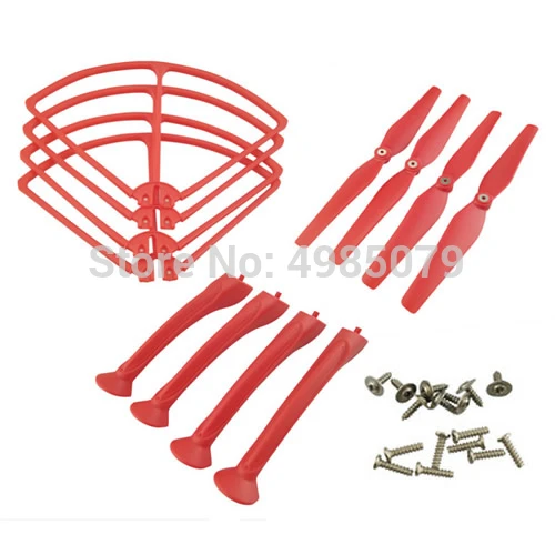 

RC Drone Spare Part Set SYMA X8C X8W X8G X8HC X8HW X8HG Protecting frames Blades Propeller Landing skids Red Color Accessory