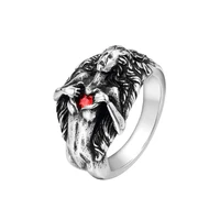 loredana fashion titanium ring epic delicate dark gothic style red zircon stainless steel ring for a man noble and elegant r1047