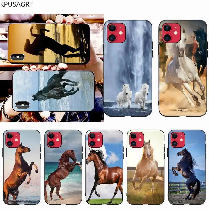 Мягкий черный чехол для телефона KPUSAGRT animal Horses iPhone 11 pro XS MAX 8 7 6 6S Plus X 5S SE 2020