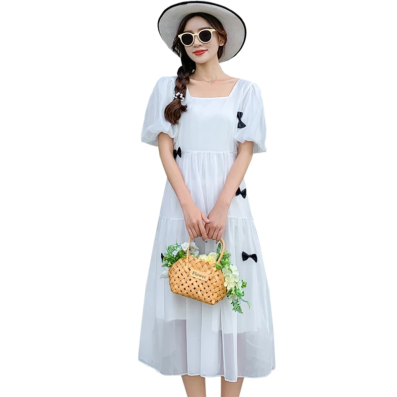 

Female summer new design feeling small hubble-bubble sleeve dress in the temperament of the super sweet fairy fairy skirt dress