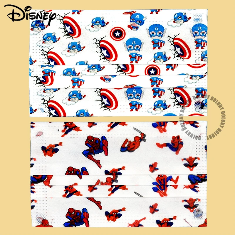 

Маска для лица одноразовая для мальчиков, крутой дизайн, Человек-паук, милый Капитан Америка, мультяшный Рисунок Аниме, Пылезащитная, Антиал...