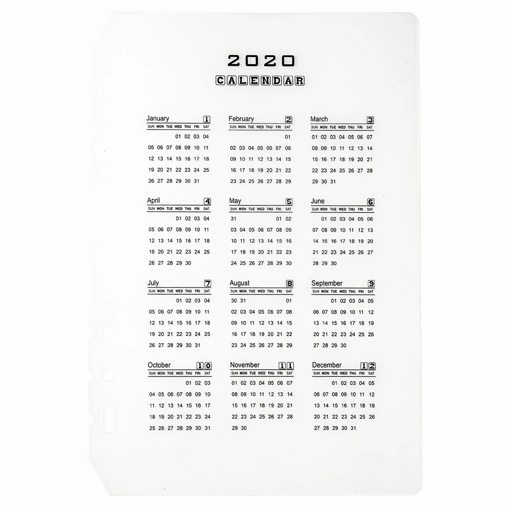 

1 Pcs 2020 A5 A6 Loose Leaf Calendar PP Binder Notebook Index Divider Planner Fax Inner Clip Sheet Binder Category