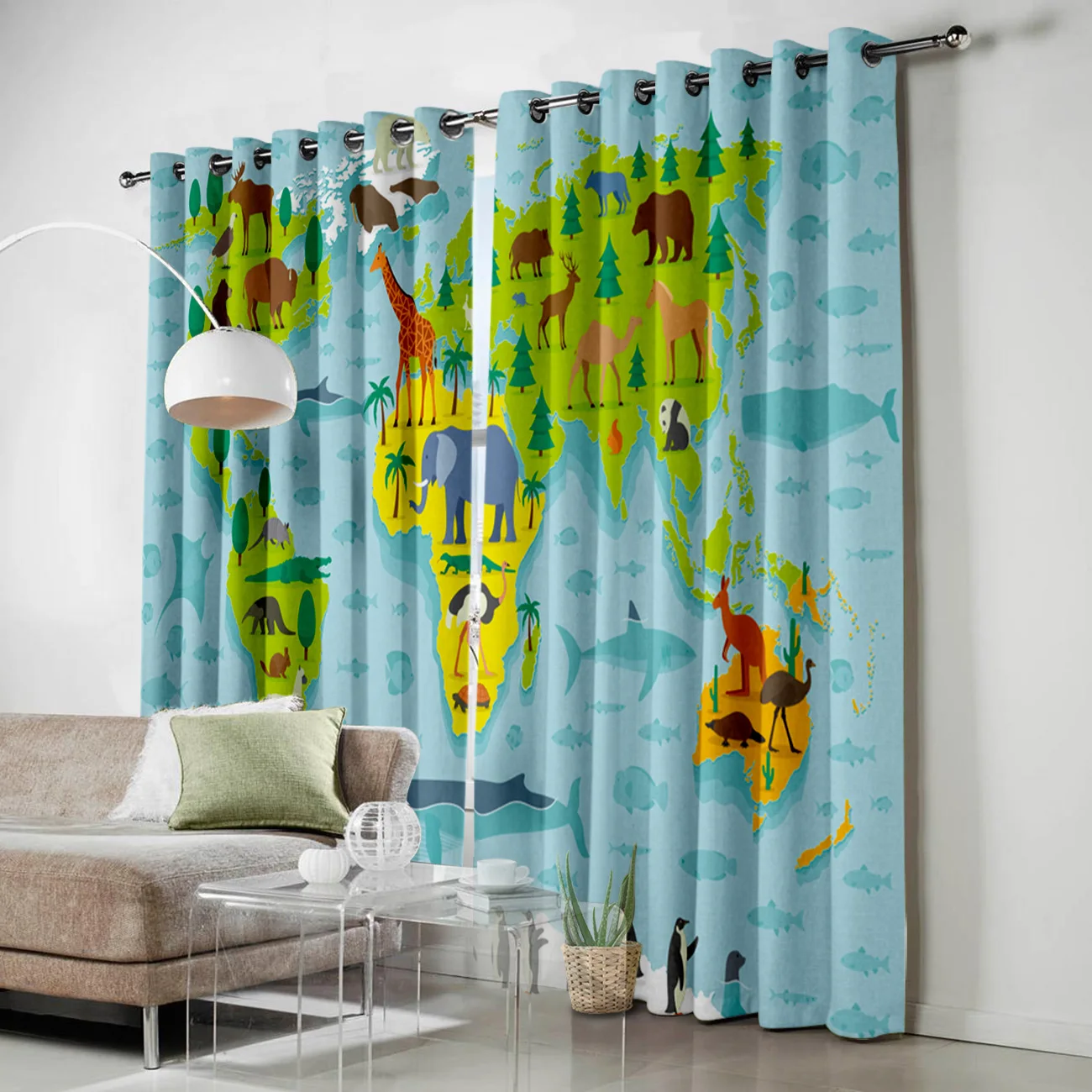 Оконные шторы с мультяшными животными занавески для гостиной декоративные