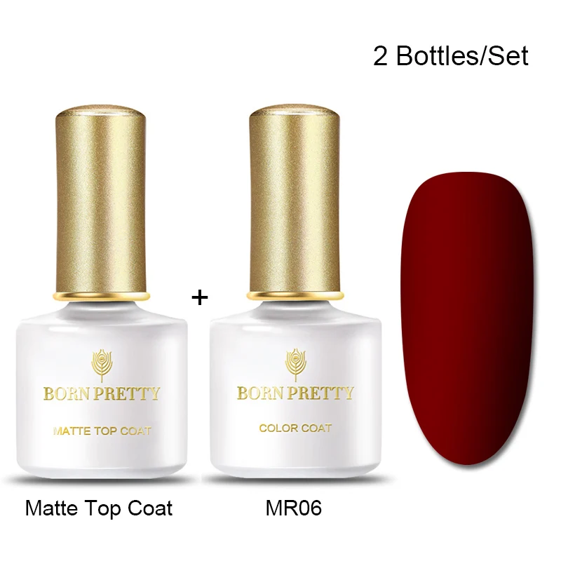 Set 12 BORN PRETTY матовый цвет УФ-гель для ногтей 6 мл черный чистый замочить от УФ-гель для дизайна ногтей лак верхнее Базовое покрытие лак - Цвет: Set 12