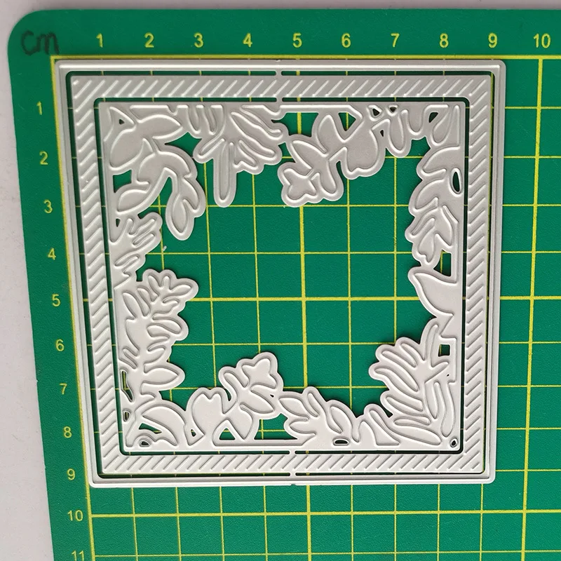 

2021 Cut Die Christmas Leaves Border Square Frame Metal Cutting Dies DIY Scrapbooking Steel Craft Die Cut Embossing Paper Cards
