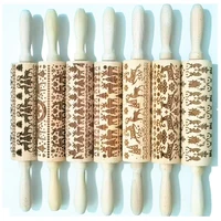 christmas printing rolling pin beech laser engraving embossed rolling pin cookies christmas rolling pin baking accessories