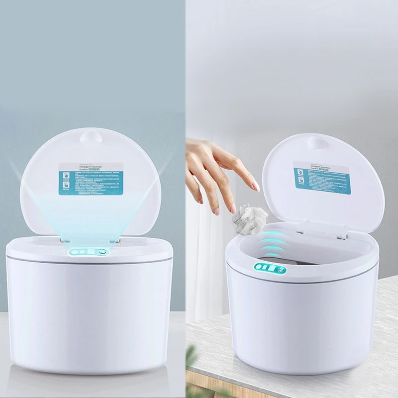 

Electric Automatic Mini Car Trash Can Bin with Lid Auto Dustbin Organizer Leak Proof Vehicle Trash Bin Garbage,White