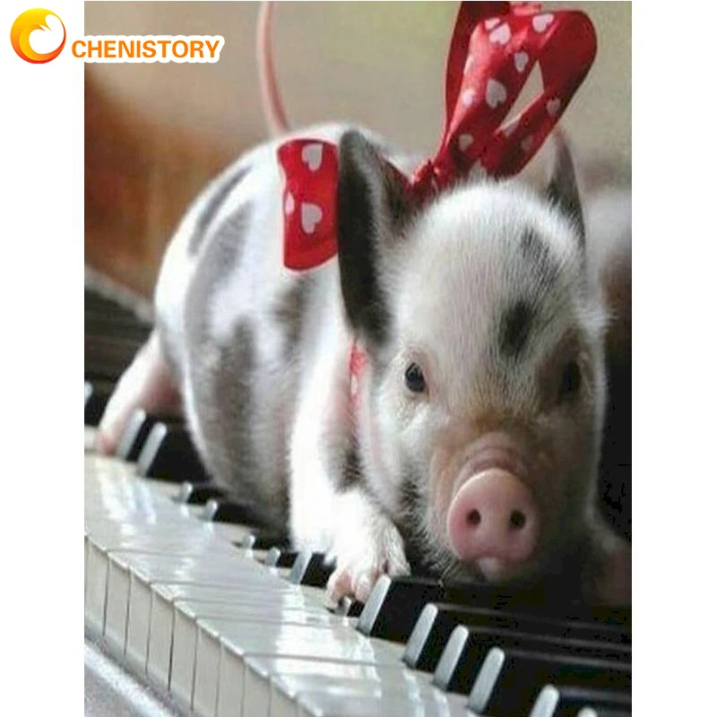 

CHENISTORY 5D Diamond Painting Pig Full Drill Diamond Art Painting Rhinestones Animal Diamond Embroidery Cross Stitch Diamond