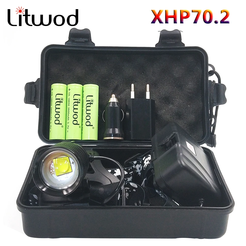 Litwod Z302808 светодиодный налобный фонарь CREE Xlamp XHP70.2 32 Вт высокомощный xhp50 светодиодный налобный фонарь 18650 фонарь