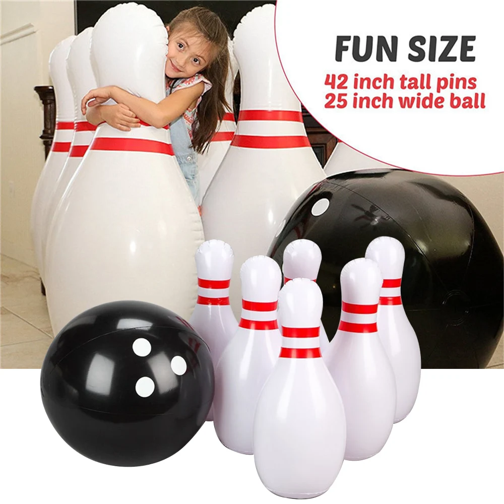 2021 New Novelty Place Giant Inflatable Bowling Set for Kids Outdoor Lawn Yard Game Ball 24 inch tall pins 16 inch wide ball
