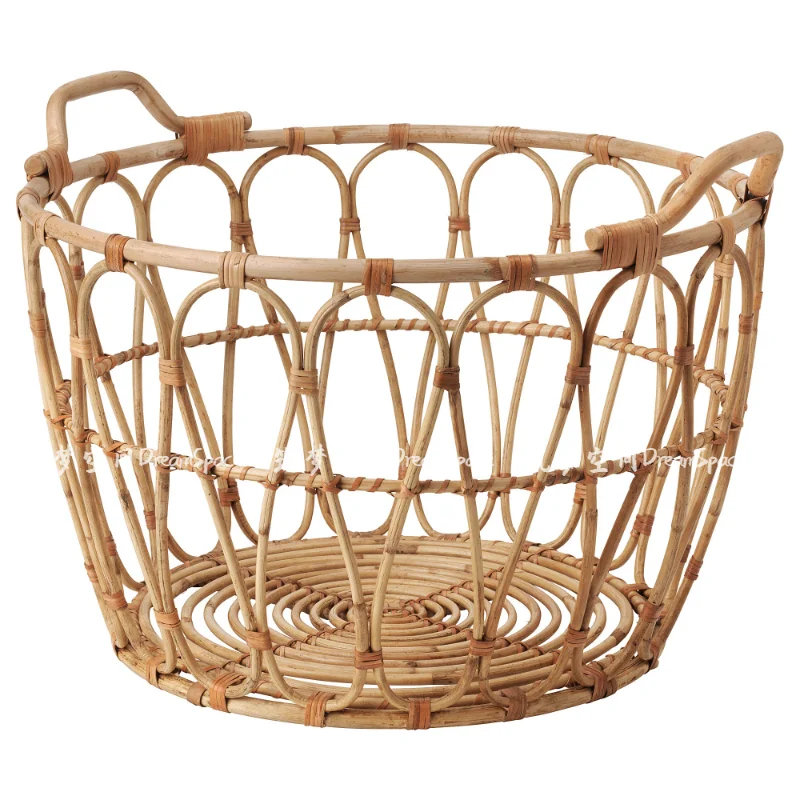 

zq INS Nordic Rattan Organize and Storage Rim Japanese Bathroom Bath Dirty Clothes Basket Storage Rack