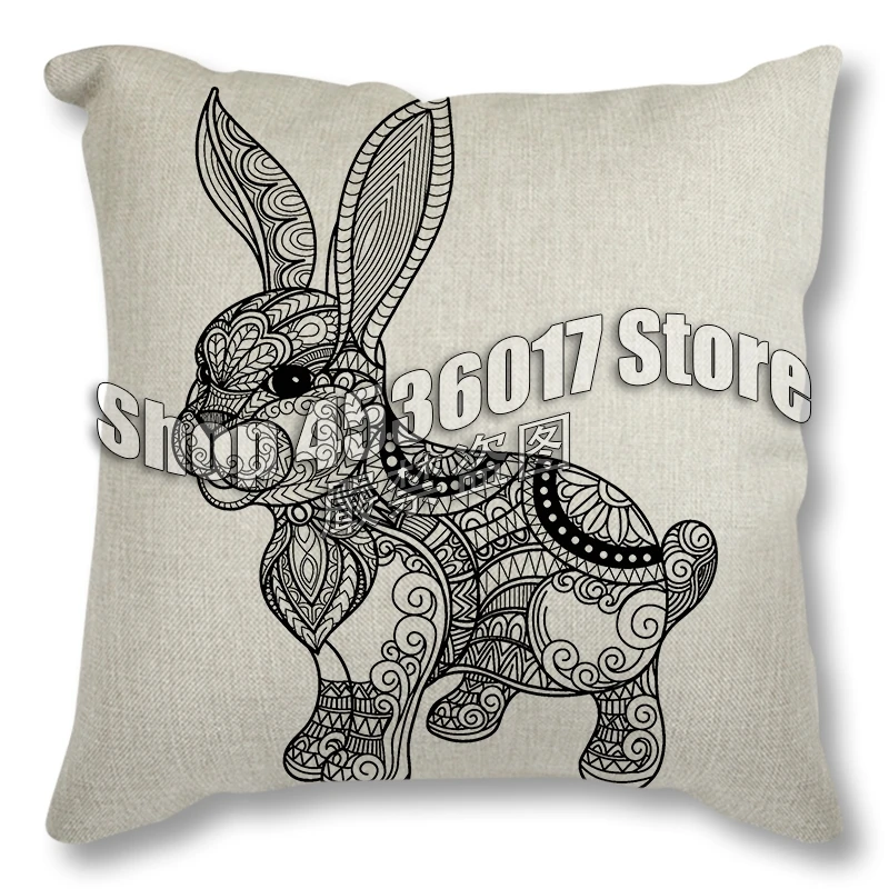 Наволочка черная линия анимальный узор хлопок лен Подушка для автомобиля на