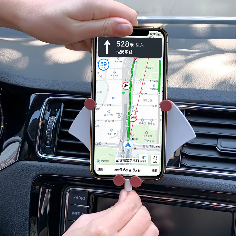 Милый безопасный держатель для телефона для iPhone XS X XR Air Vent Clip Mount No Magnetic держатель на присоске приборной панели