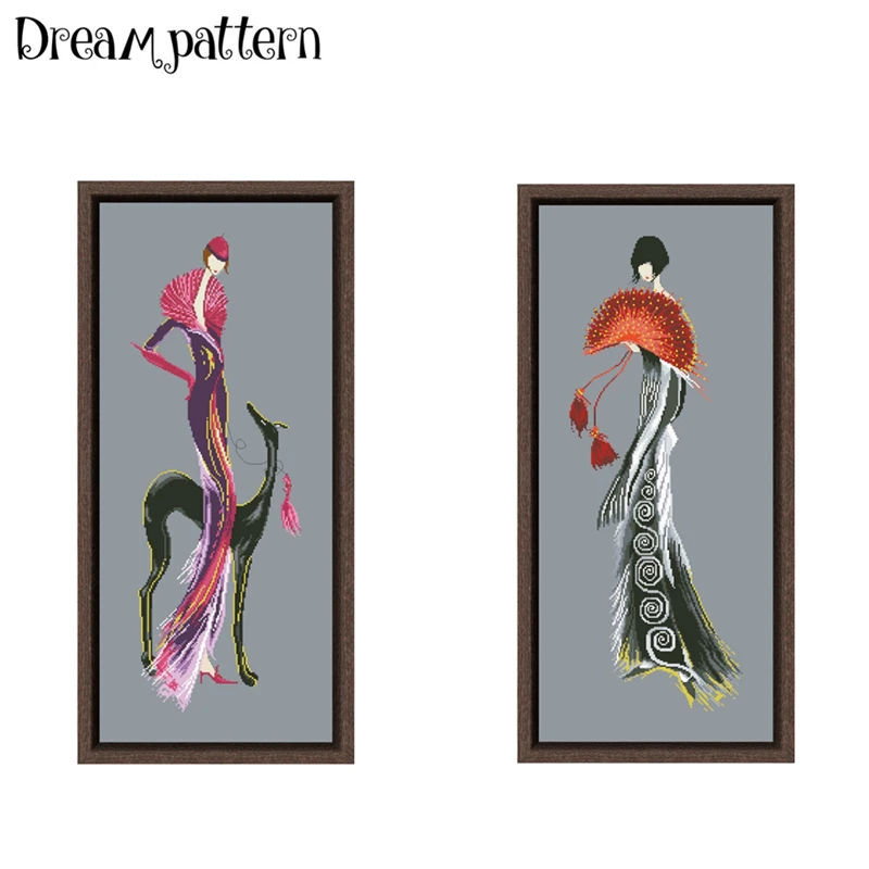 

Набор для вышивки крестиком «леди с собакой», 18 карат, 14 карат, 11 карат, темно-серая ткань, хлопковая нить, вышивка «сделай сам», рукоделие