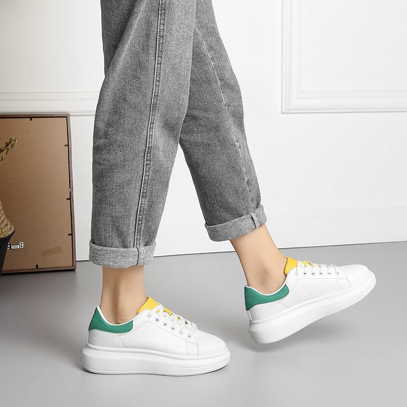 Кроссовки женские на шнуровке повседневная удобная обувь плоской подошве 8