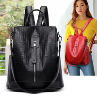 3 in 1 fashion women anti theft backpack high quality leather school bags shoulder bag sac a dos female travel backpack mochila