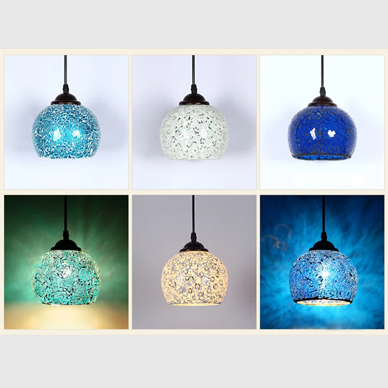 

Mediterranean Style Decoration Handmade Turkish Pendant Light Vintage Glass Shades Mosaic E27 Hanging Lamp For Coffee Shop Cafe