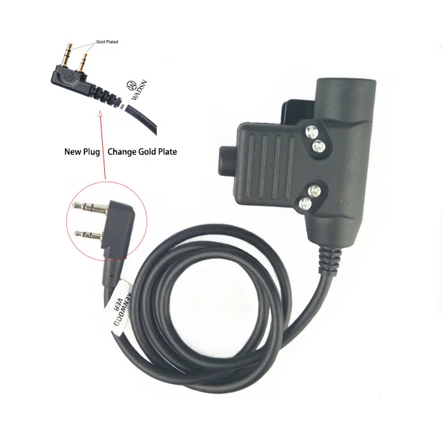 WADSN тактические наушники U94 PTT для KENWOOD Plug Walkie Talkie BaoFeng UV-82 радио гарнитура u94 ptt Softair аксессуары WZ113 - Цвет: BK-KENWOOD