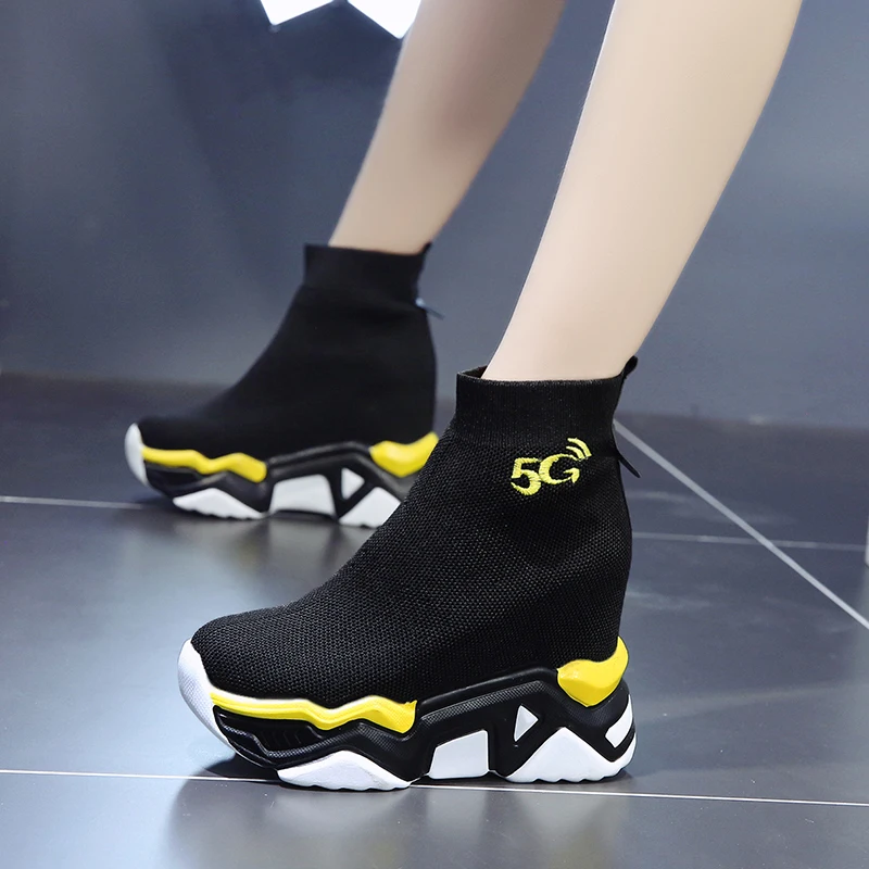 Женские ботинки носки коллекция 2019 года модная повседневная обувь на платформе и