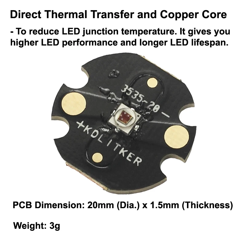 Cree XP E2 28 F2 Дальний Красный 730nm светодиодный излучатель с KDLITKER DTP Copper MCPCB (1