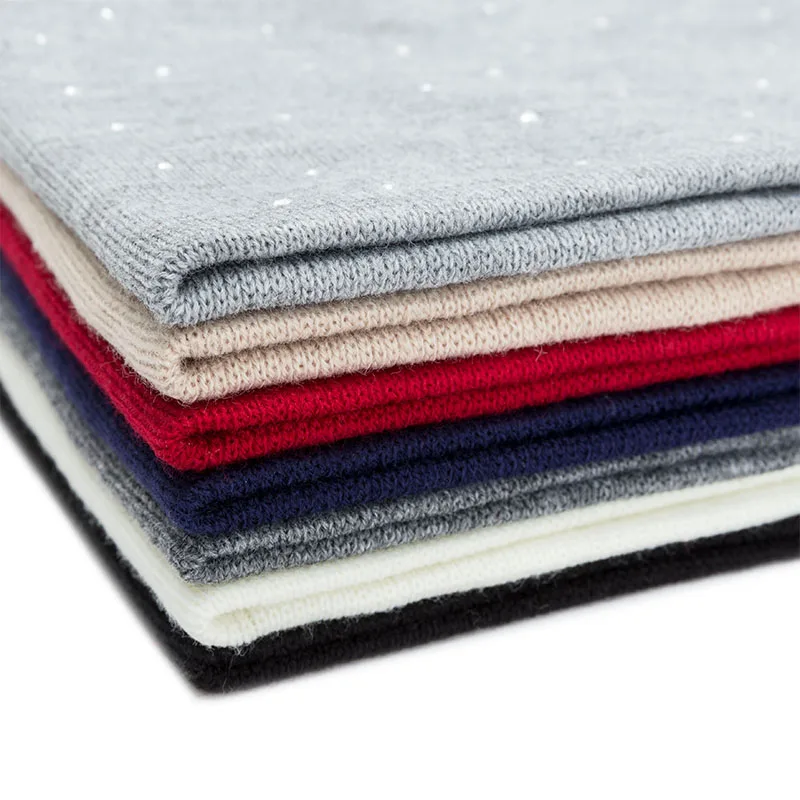 

New Pearl Winter Skullies Beanies Hat Women Solid Color Knitted Cotton Female Winter Beanies Caps Soft Warm Hats Ladies Bonnet