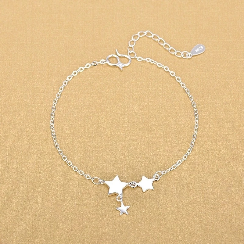 

925 стерлингового серебра цепь кисточкой звезда браслет и браслеты для женщин девочек Свадебная вечеринка украшения A162
