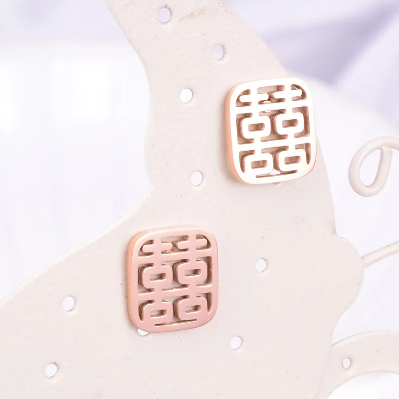 E07 серьги-гвоздики в китайском стиле для костюма Xi полые квадратные серьги с