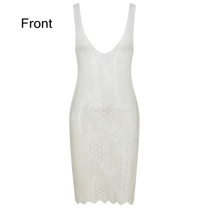 

Summer Deep V-neck Sexy Dress Sweater Casual skirt Knitted Crochet Beach skirt