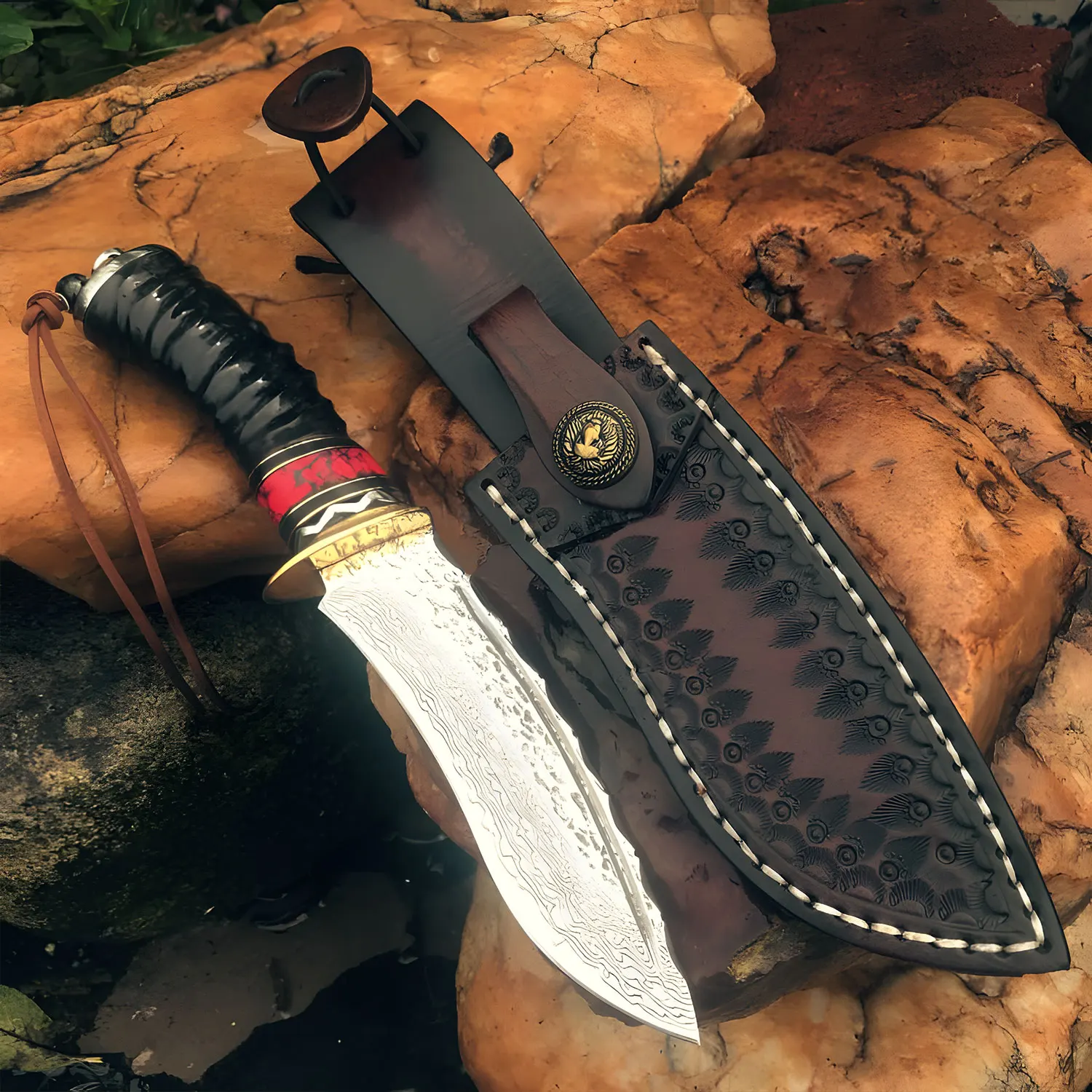 

Классический нож ручной работы Vg10 из дамасской стали, уличный прямой нож, рукоятка из козьего рога, ножи для кемпинга и охоты из коллекции Edc