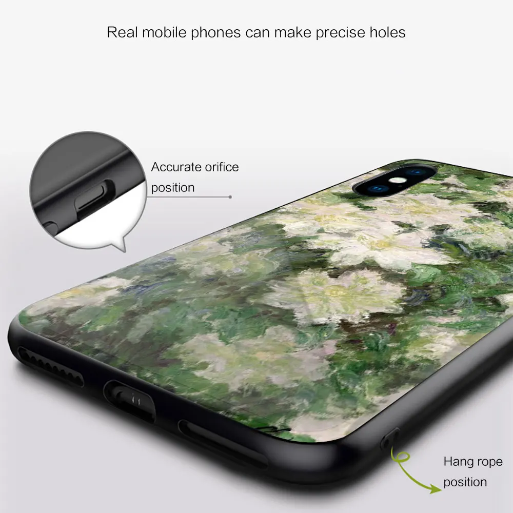 Мягкий силиконовый стеклянный чехол для iPhone 13 12 11 Pro X XS Max XR 8 7 6 Plus SE 2020 S чёрный Клод