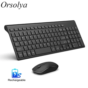 2 4g rechargeable wireless keyboard mouse combo set spanishgermanitalianus keyboard and 2400 dpi mice for computer pc laptop free global shipping