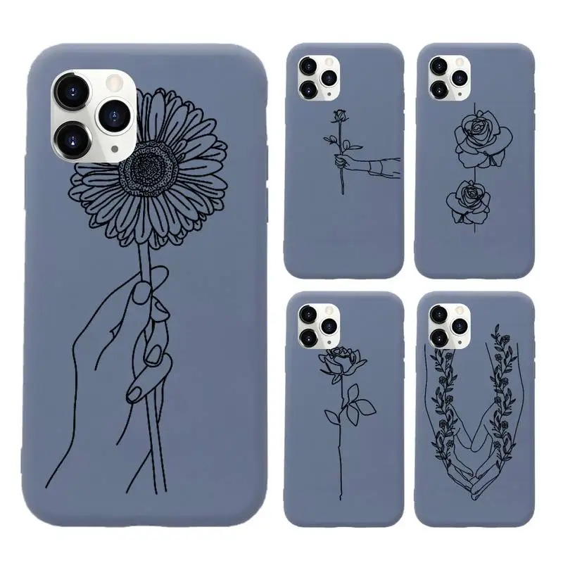 

Love yourself Flower Abstract Art Line Phone Case Candy Color for iPhone 11 12 mini pro XS MAX 8 7 6 6S Plus X SE 2020 XR