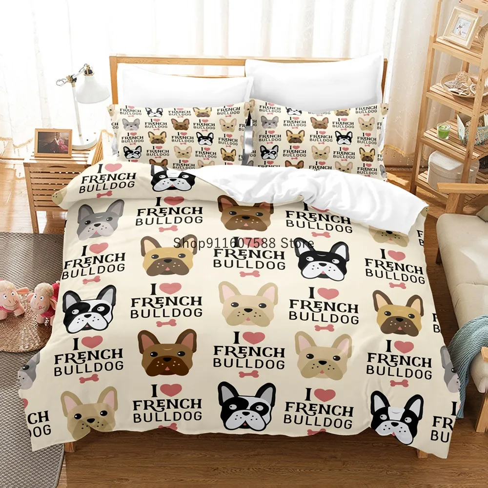 Детское постельное белье с мультяшным Мопсом комплект пододеяльником и