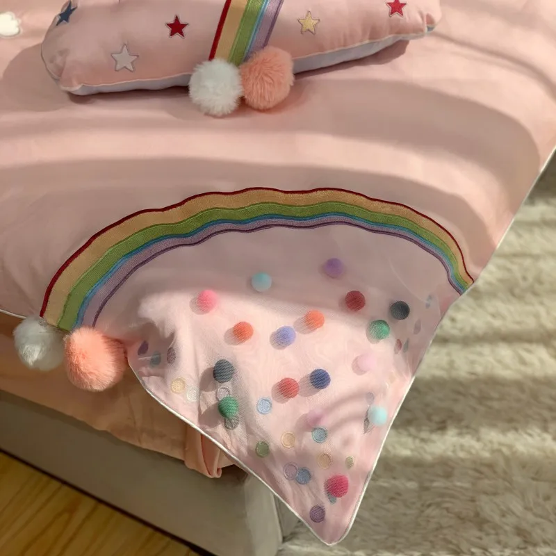 

Luxury Embroidery Egyptian cotton Wedding Bedding sets Queen King Royal Duvet cover Bed sheet Pillowcase pink 4pcs bedclothes