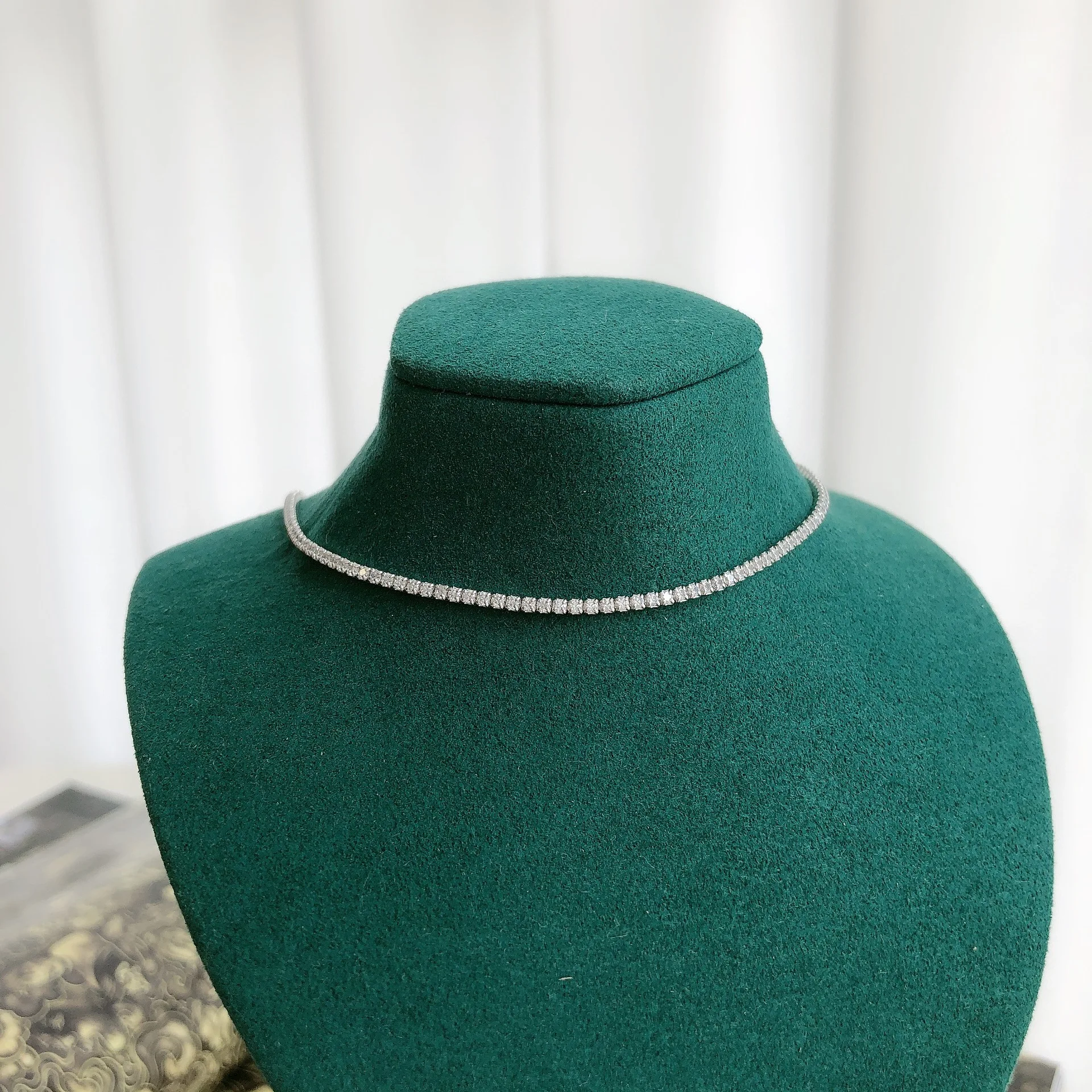 

Real 925 Sterling Silver Necklace for Women Girl Chains Bling Zircon Choker Tennis Necklace Minimalist Fine Jewelry Wedding Gift