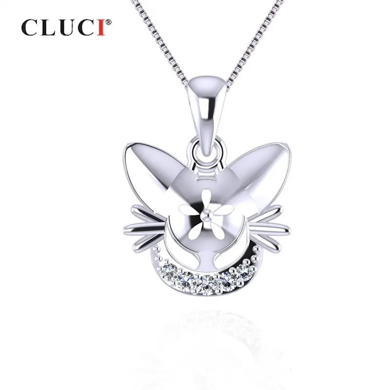 Серебряные Подвески CLUCI 925 в форме милого кота Подвеска для женщин из