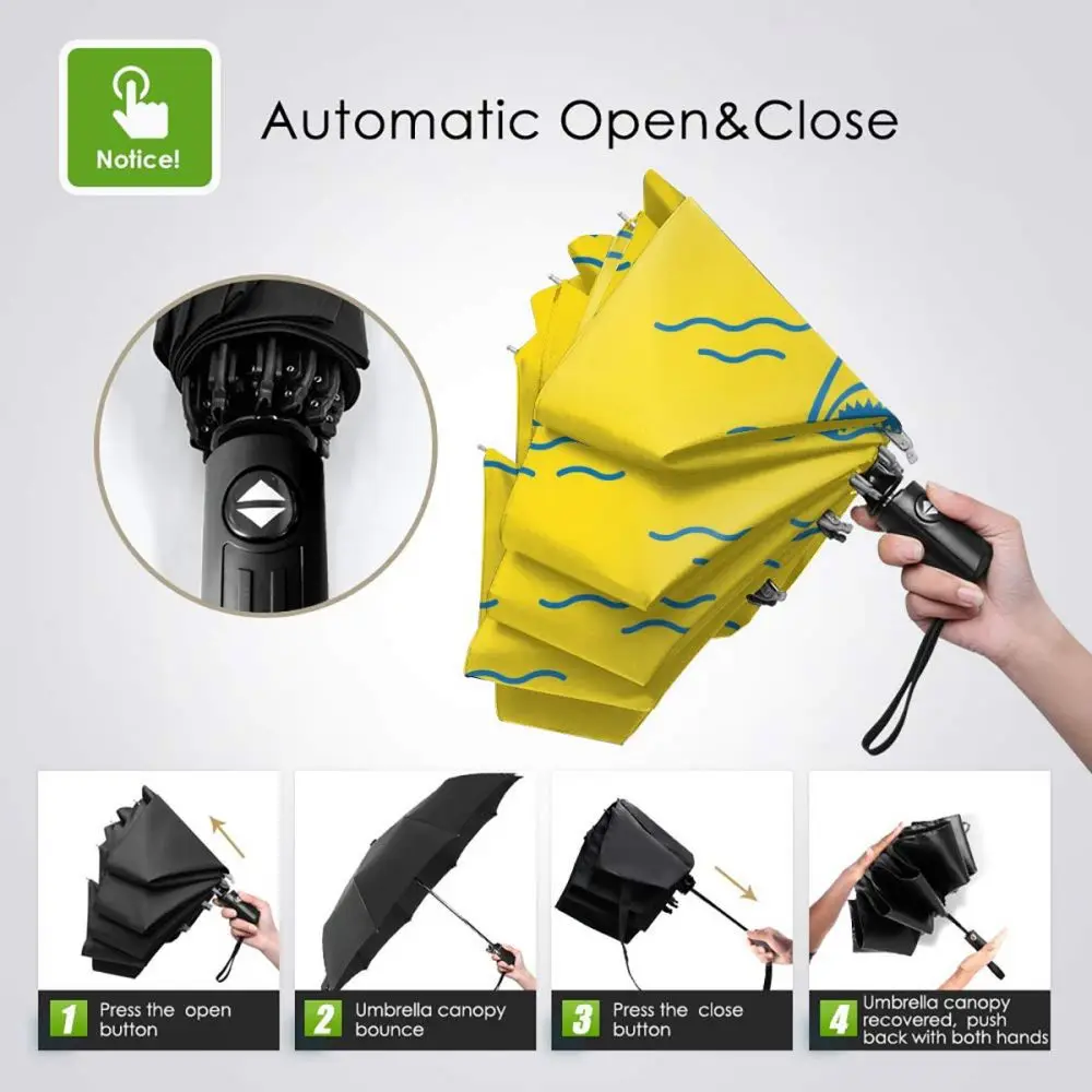 Economici Ombrello Automatico Pieghevole Resistente Al Vento Donna Auto Squalo E Delfino Oceano Mare Ombrelli Antivento Pioggia Per Uomo Ombrellone