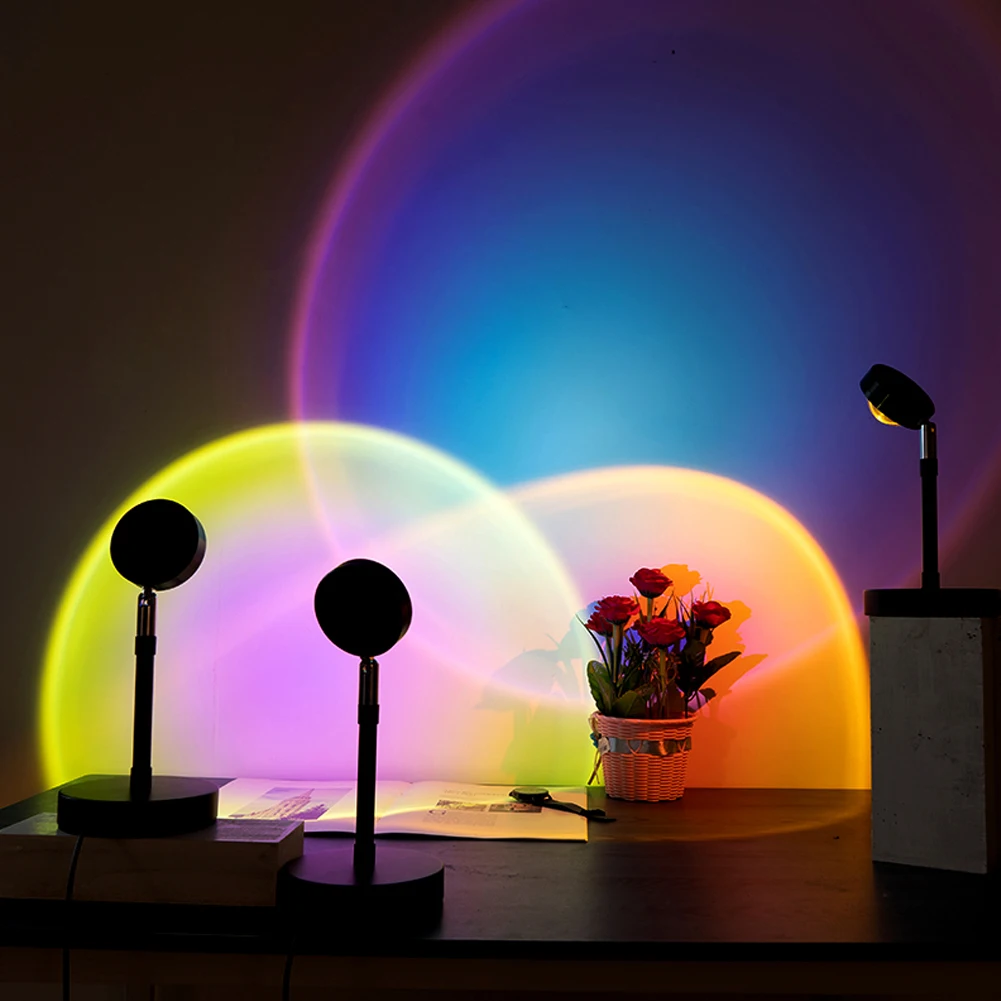 Sunset Lamp Lens Light Bulb Sunset Lamp Tall Filter Nordic Lens Sunset Projection Lamp Bedroom Decor Projector Colorful Lamp