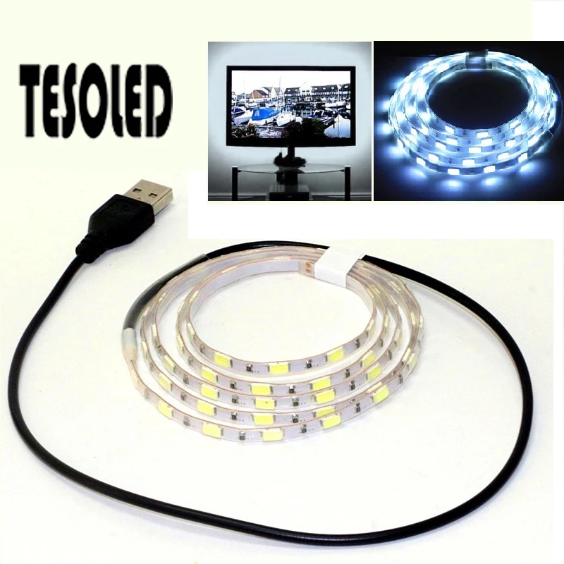 USB Светодиодная лента 5630SMD 5 в гибкая светодиодная 1 м HDTV TV Настольный экран